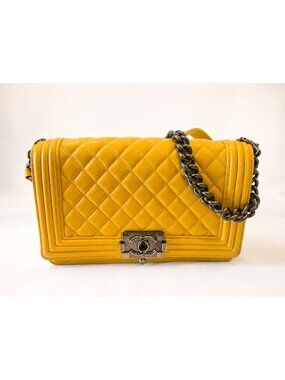 Authentic Chanel-Boy leather Medium Size Crossbody Bag